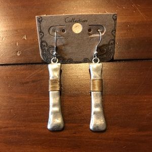 Silver and gold wire wrapped earrings